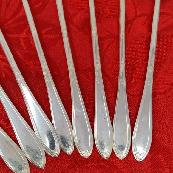 8X LHTSP New England Rosemary SilverPlate Iced Tea Malt Spoons Flatware Delicate - Picture 7 of 14